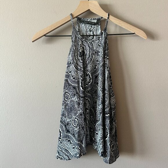 Women's XS Zara Women Paisley Halter Crop Black White Pattern Flowy - Picture 2 of 9